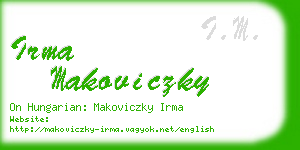 irma makoviczky business card